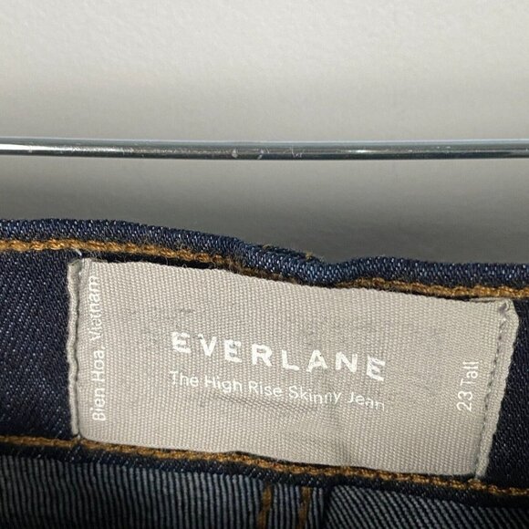 Everlane The High Rise Skinny Jeans Womens 23T 23 Tall Blue Dark Wash Stretch - Picture 4 of 12